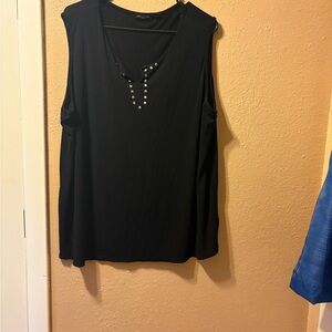 Notations Black Sleeveless Top with Square Studs